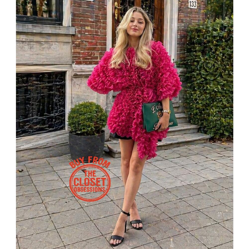 ZARA Pink Textured Statement Coat NWT Couture Barbiecore Jacket - Picture 10 of 16